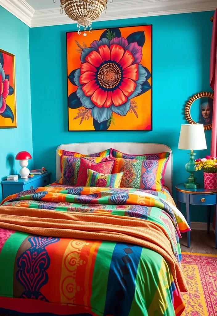 19 Aesthetic Bedroom Ideas That Will Transform Your Space Into a Dreamy Retreat! - 19. Colorful Retreat