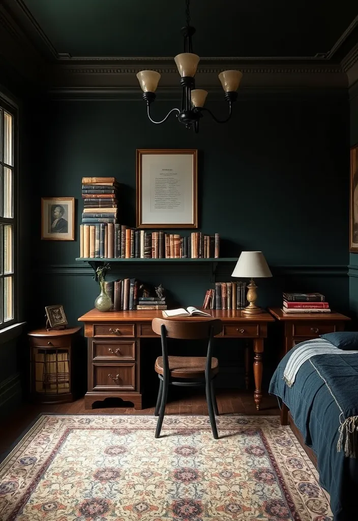 19 Aesthetic Bedroom Ideas That Will Transform Your Space Into a Dreamy Retreat! - 9. Dark Academia