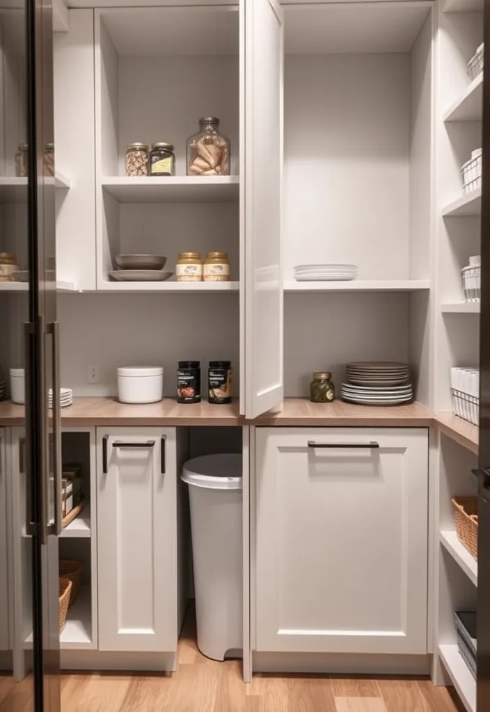 19 Best Pantry Organization Ideas That'll Transform Your Cooking Space! - 16. Hidden Trash Bin