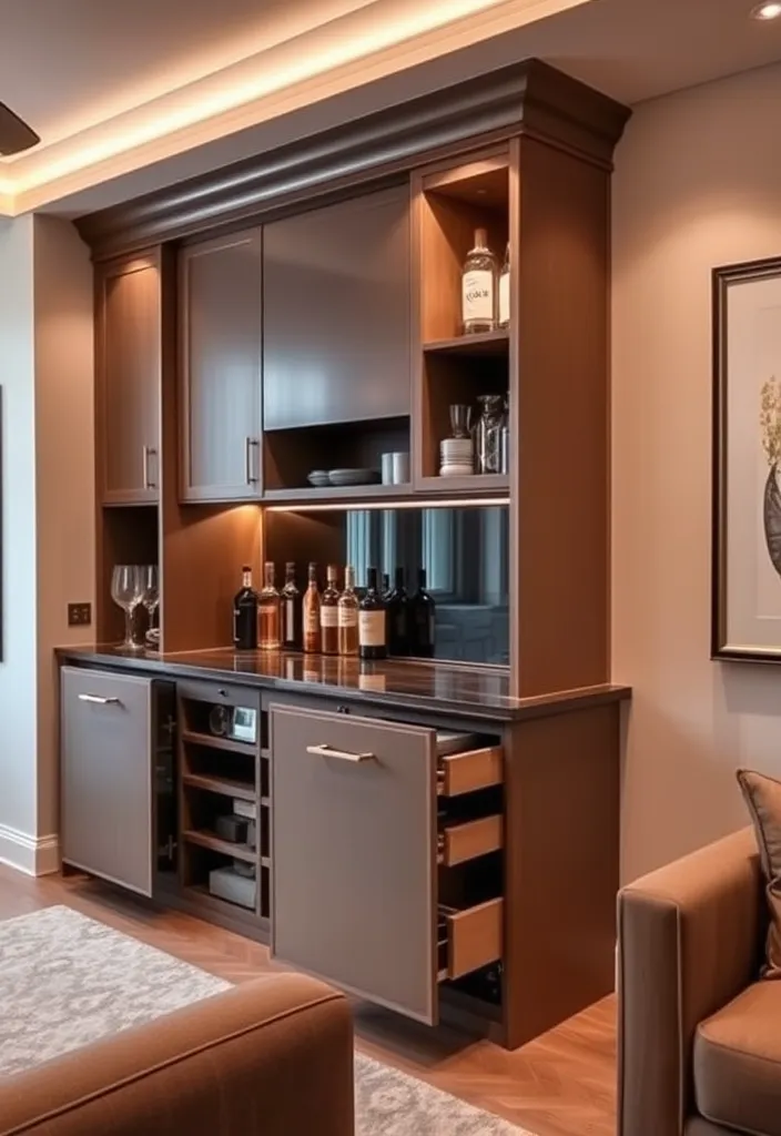 19 Built-In Bar in Living Room Ideas That Will Transform Your Space! - 10. Smart Storage Solutions