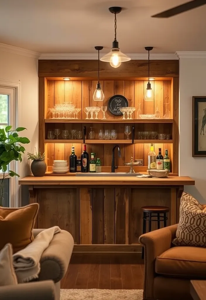 19 Built-In Bar in Living Room Ideas That Will Transform Your Space! - 2. Rustic Charm