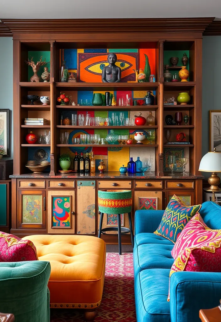 19 Built-In Bar in Living Room Ideas That Will Transform Your Space! - 4. Eclectic Elegance
