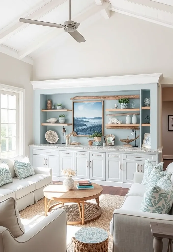 19 Built-In Bar in Living Room Ideas That Will Transform Your Space! - 5. Coastal Retreat