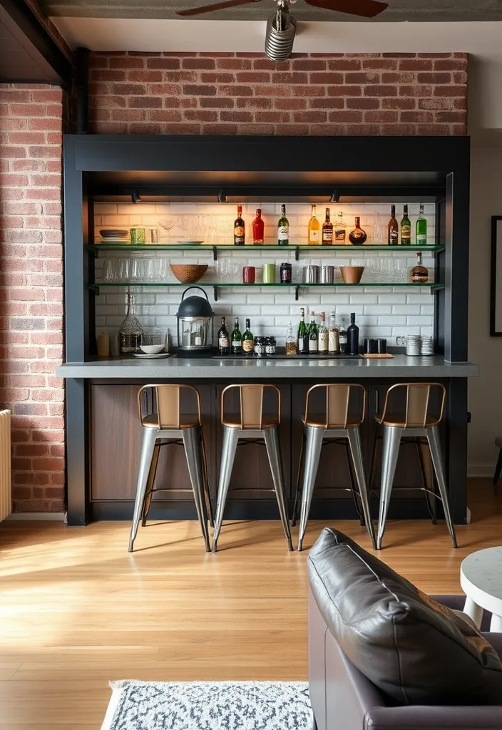 19 Built-In Bar in Living Room Ideas That Will Transform Your Space! - 7. Industrial Edge