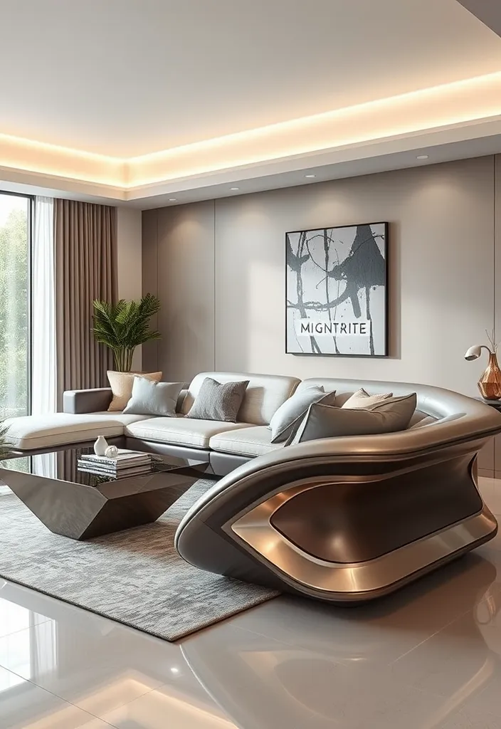 19 Cozy Couches Living Room Ideas That'll Make You Want to Snuggle In! - 11. Futuristic Flair