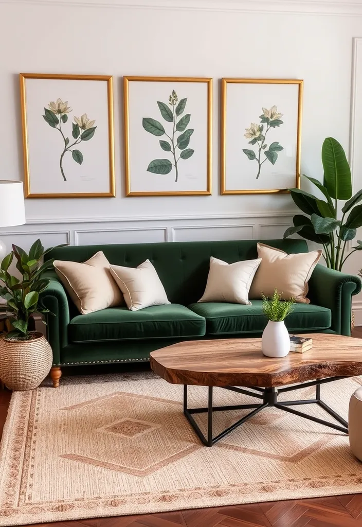 19 Dark Earthy Living Room Ideas That'll Make You Feel Right at Home! - 1. Deep Green Accents