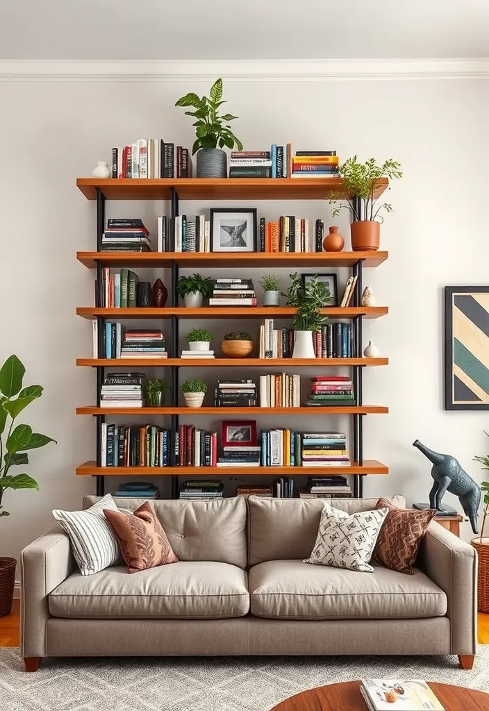 19 Dark Earthy Living Room Ideas That'll Make You Feel Right at Home! - 14. Open Shelving