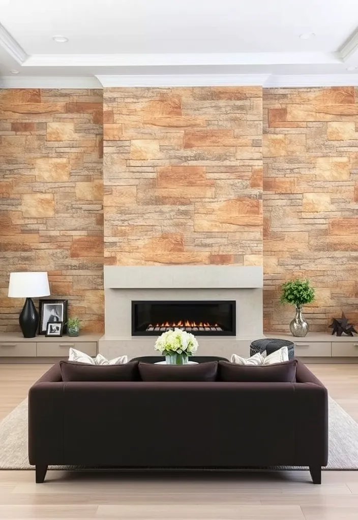 19 Dark Earthy Living Room Ideas That'll Make You Feel Right at Home! - 18. Textured Wallpaper