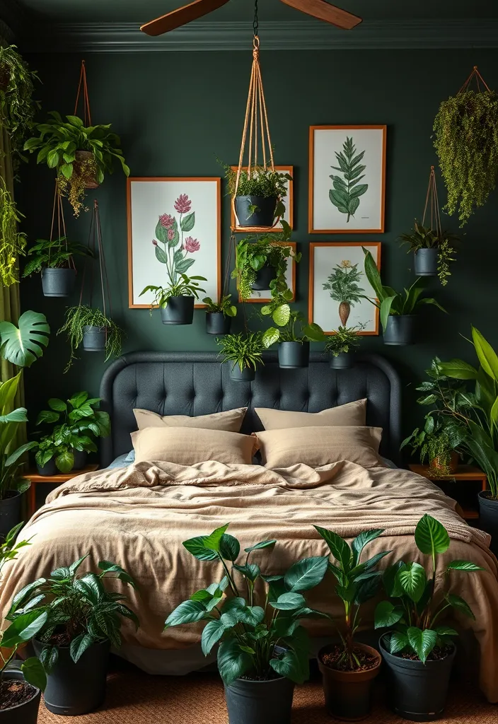 19 Dark and Moody Bedroom Ideas That Will Make You Want to Hibernate! - 6. Dark Botanical Haven