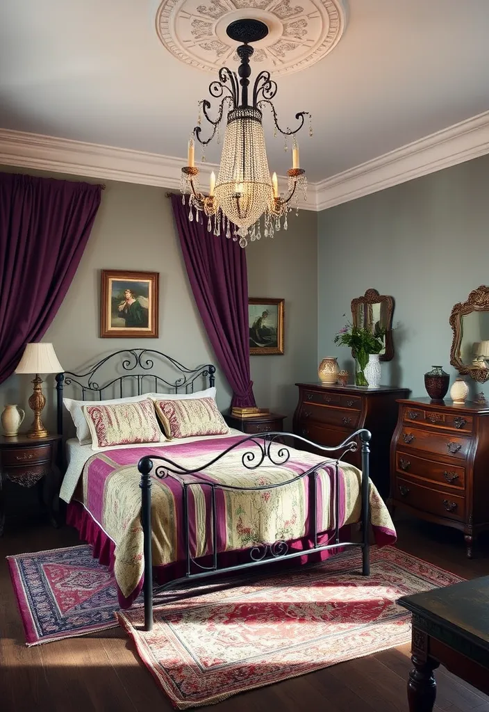 19 Dark and Moody Bedroom Ideas That Will Make You Want to Hibernate! - 7. Vintage Charm