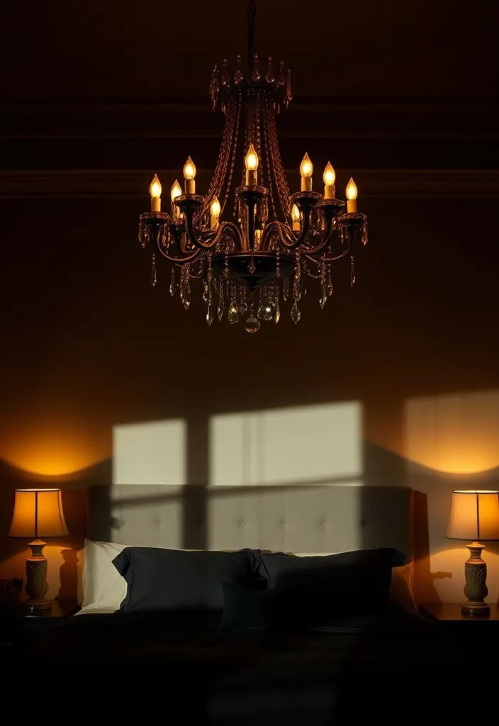 19 Dark and Moody Bedroom Ideas That Will Make You Want to Hibernate! - 8. Dramatic Lighting