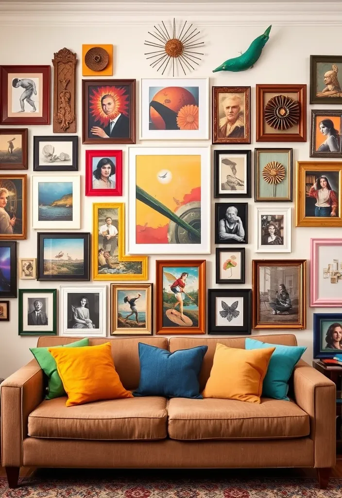 19 Large Wall Behind Couch Decor Ideas That’ll Transform Your Living Room! - 1. Gallery Wall with a Twist