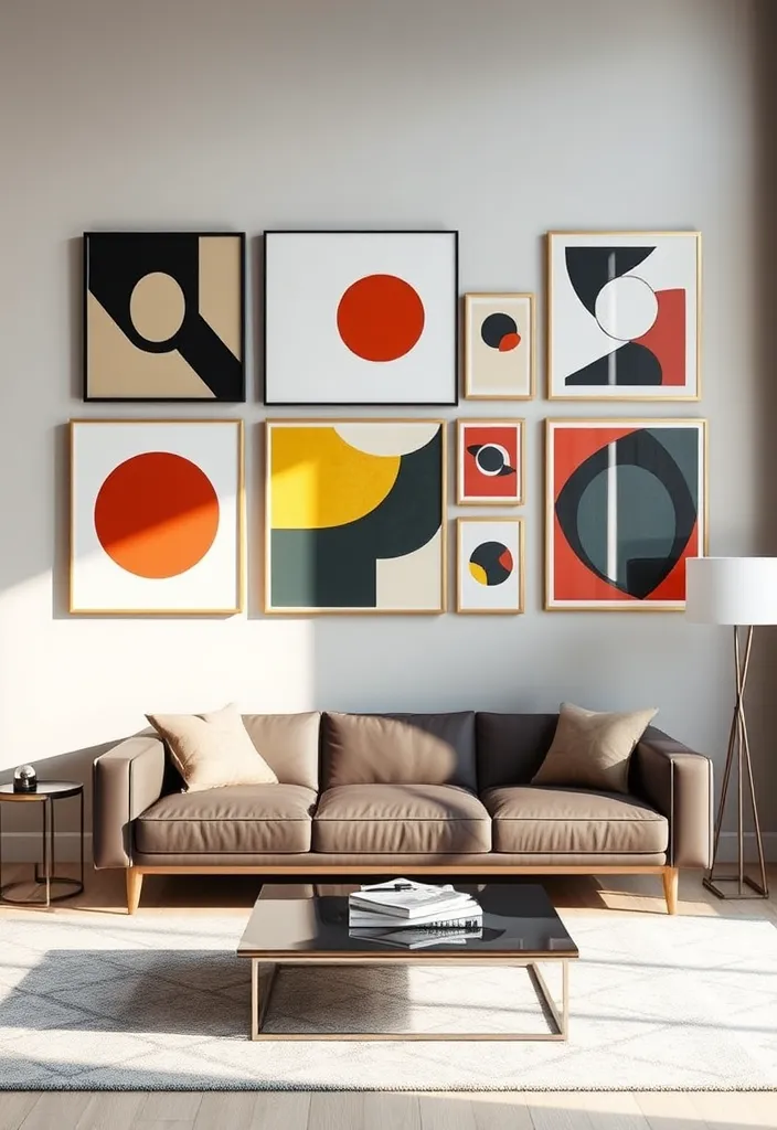 19 Large Wall Behind Couch Decor Ideas That’ll Transform Your Living Room! - 14. Geometric Wall Art