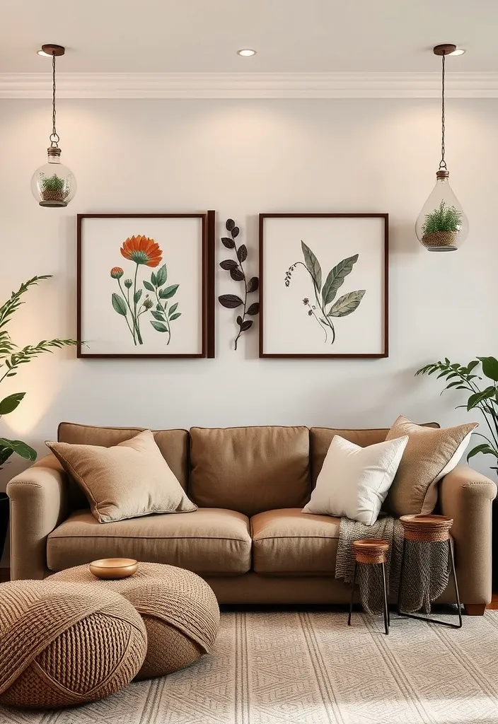 19 Large Wall Behind Couch Decor Ideas That’ll Transform Your Living Room! - 17. Nature-Inspired Decor