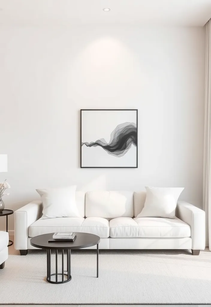 19 Large Wall Behind Couch Decor Ideas That’ll Transform Your Living Room! - 19. Minimalist Approach