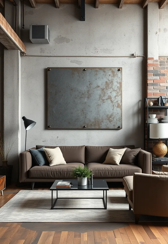 19 Large Wall Behind Couch Decor Ideas That’ll Transform Your Living Room! - 9. Industrial Chic