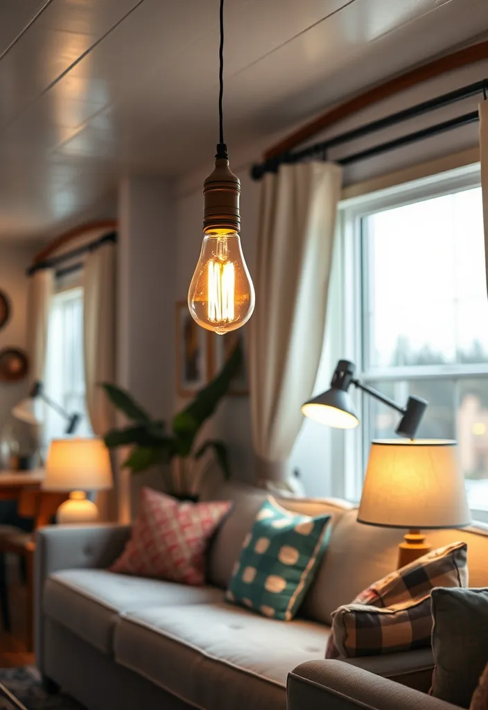 19 Mobile Home Living Room Ideas You Won't Believe Exist! - 15. Vintage-Inspired Lighting