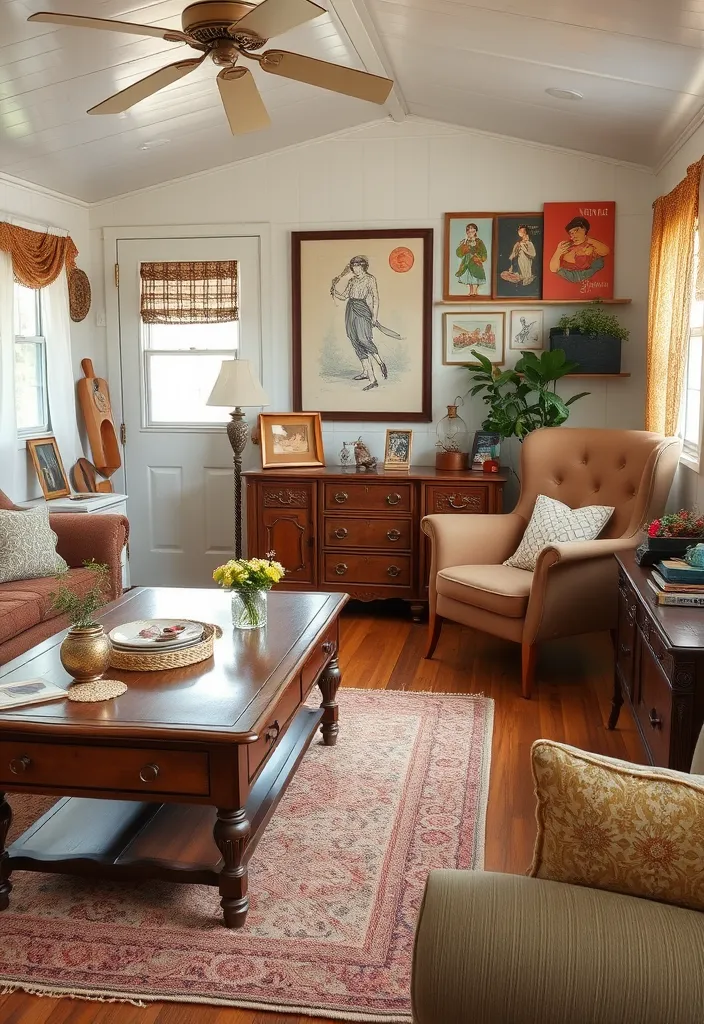 19 Mobile Home Living Room Ideas You Won't Believe Exist! - 5. Vintage Vibes