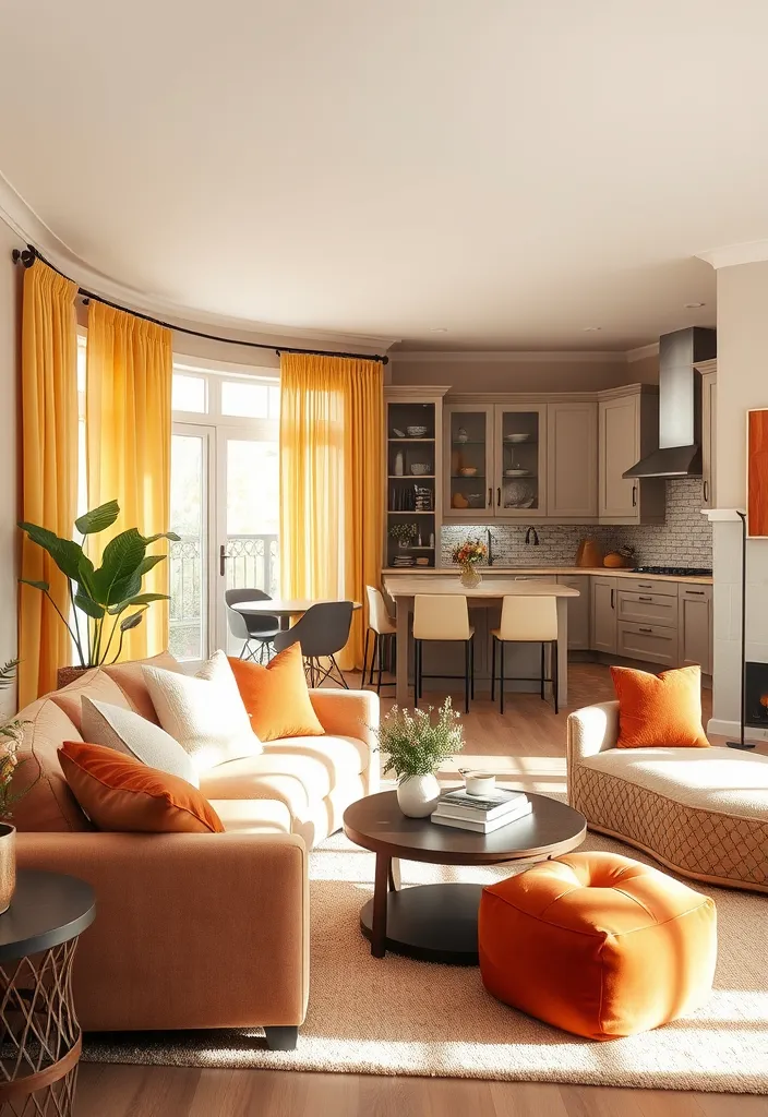 19 Open Space Living Room and Kitchen Ideas That Will Transform Your Home! - 12. Warm Color Palettes