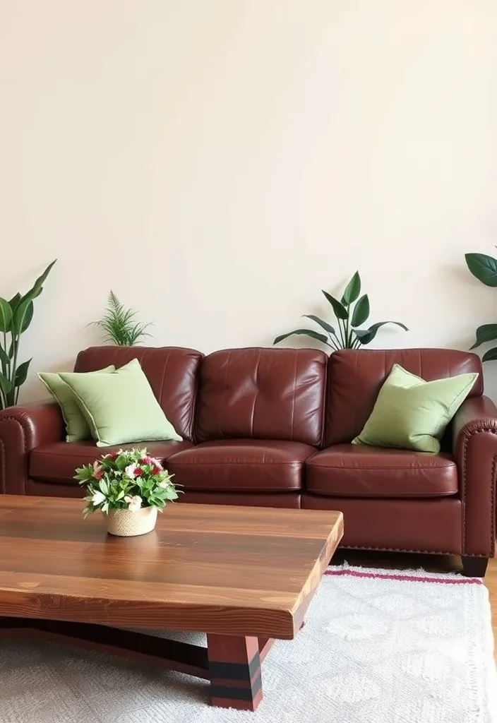 20 Brown and Green Living Room Ideas That'll Transform Your Space! - 1. Earthy Elegance with Brown Leather