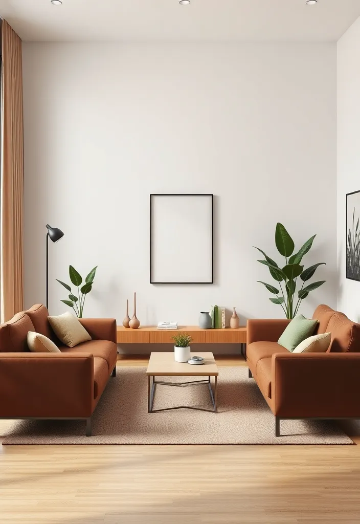 20 Brown and Green Living Room Ideas That'll Transform Your Space! - 5. Minimalist Approach with Simple Accents