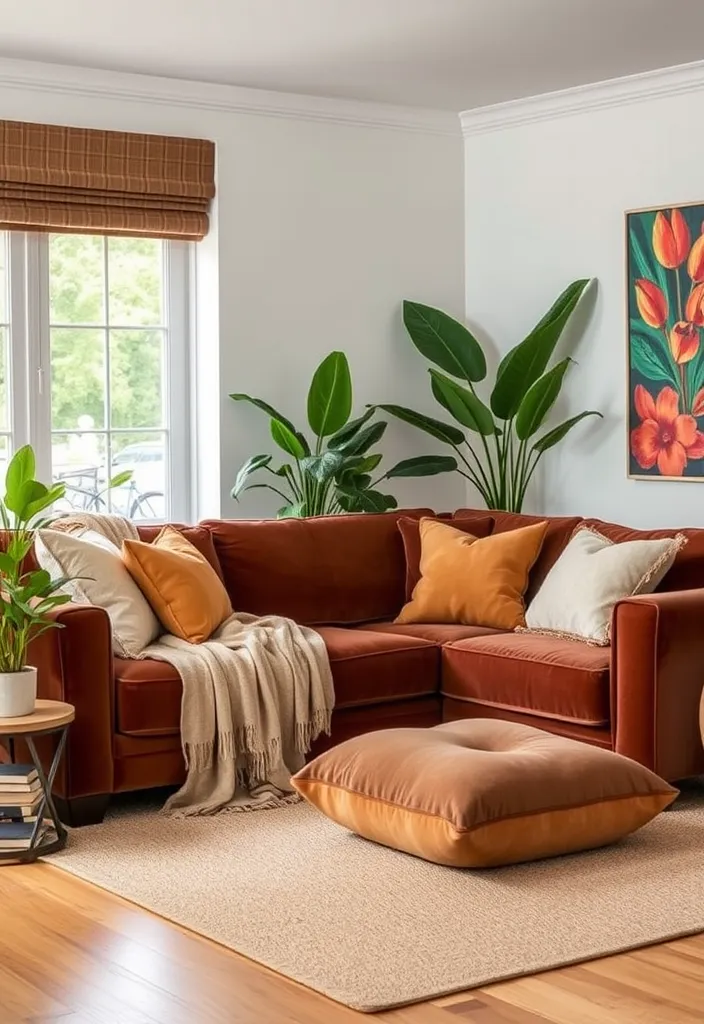 20 Brown and Green Living Room Ideas That'll Transform Your Space! - 7. Textured Layers with Brown Fabrics