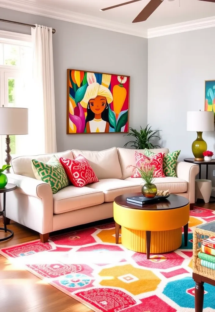 20 Cozy Living Room Ideas That'll Make You Never Want to Leave! - 19. Use Colorful Accents