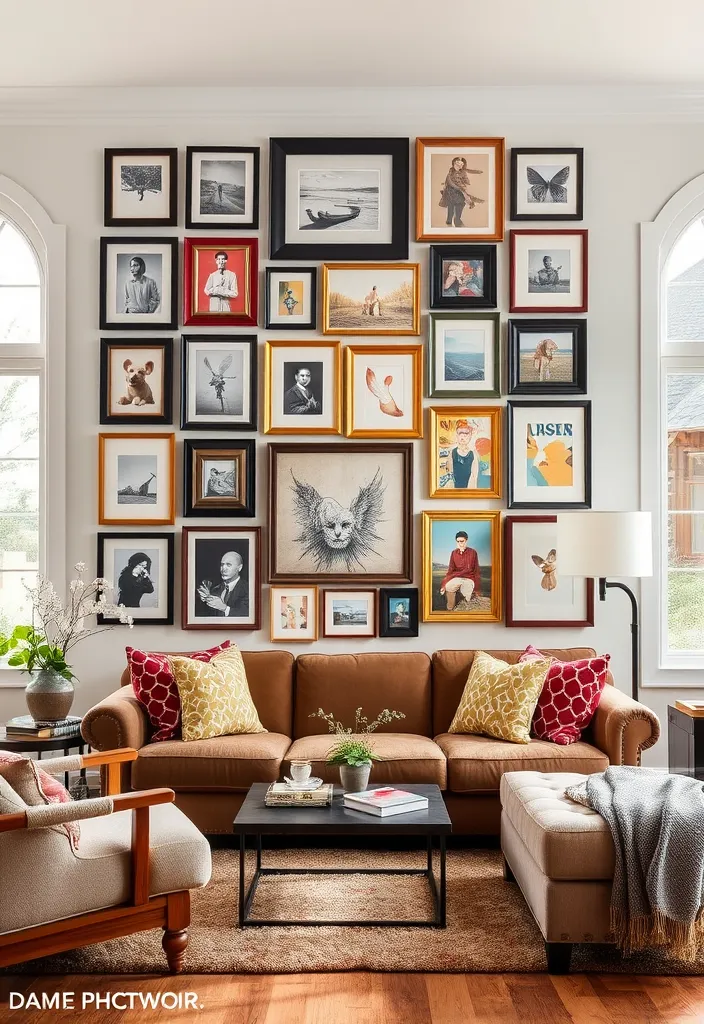 20 Cozy Living Room Ideas That'll Make You Never Want to Leave! - 8. Create a Gallery Wall