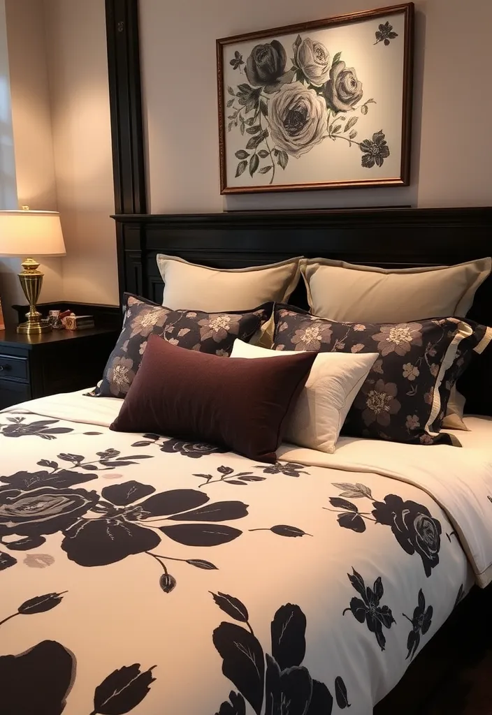 20 Dark Academia Bedroom Aesthetic Ideas That'll Make You Feel Like You're in a Novel! - 9. Dark Floral Patterns