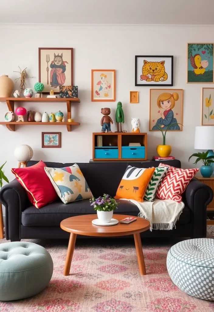 20 Dark Cottage Decor Living Room Ideas That'll Make You Feel Right at Home! - 15. Whimsical Touches