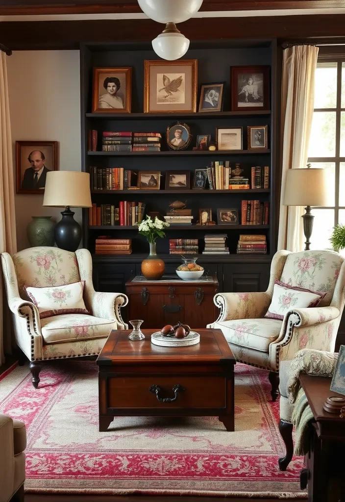 20 Dark Cottage Decor Living Room Ideas That'll Make You Feel Right at Home! - 3. Vintage Finds