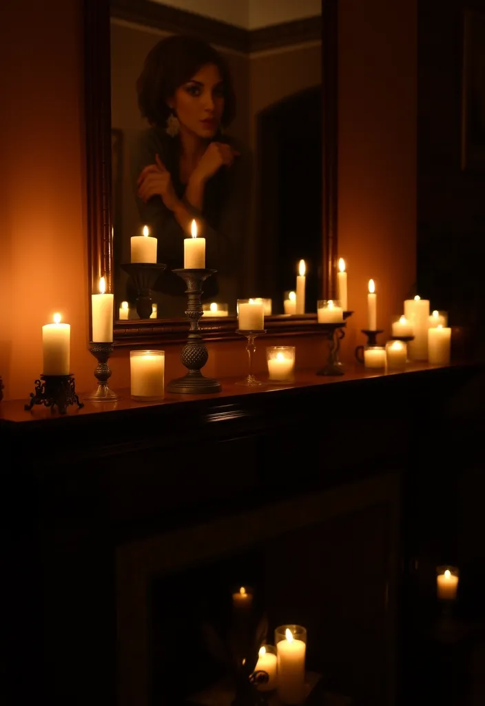 20 Dark Cottage Decor Living Room Ideas That'll Make You Feel Right at Home! - 5. Candlelight Ambiance