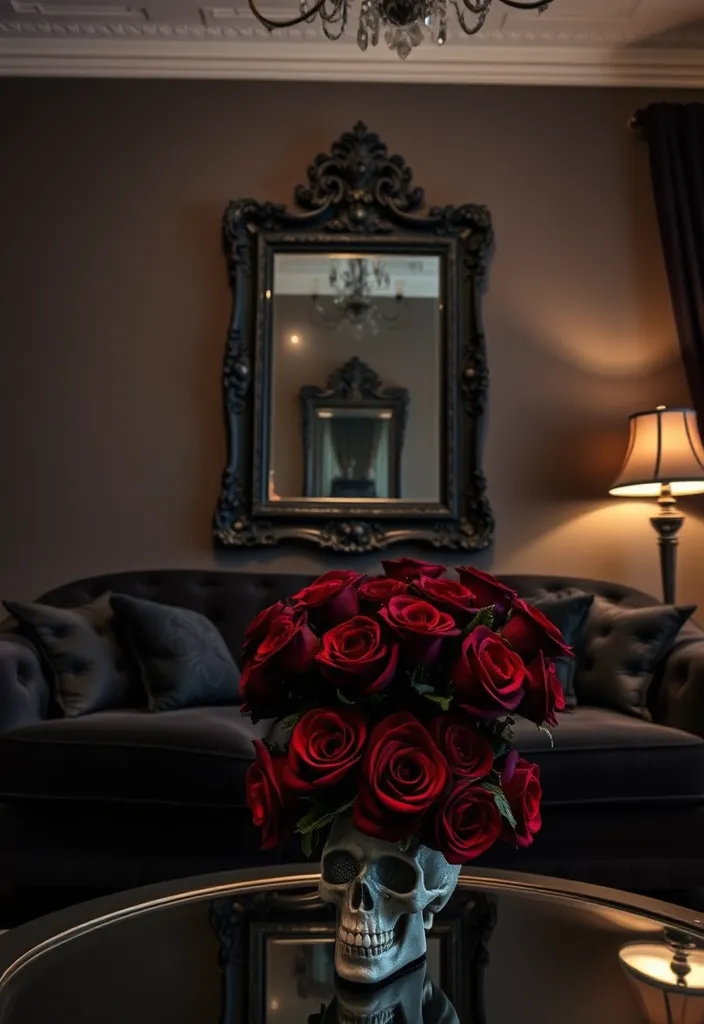 20 Dark Cottage Decor Living Room Ideas That'll Make You Feel Right at Home! - 6. Gothic Accents