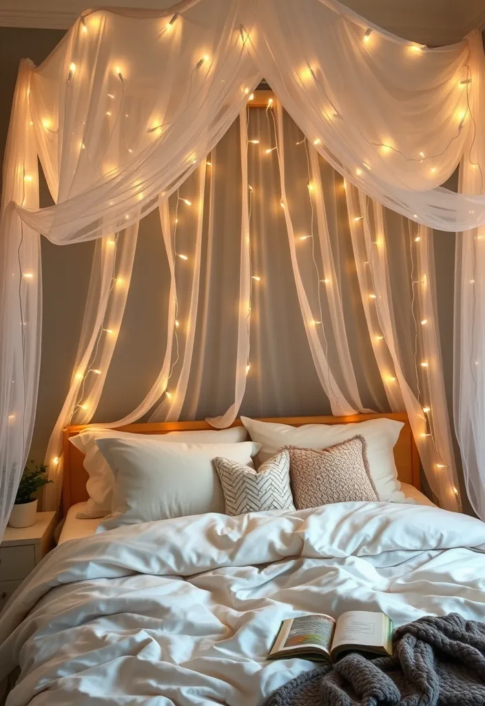 20 Enchanting Fairy Decor Bedroom Ideas That Will Spark Your Imagination! - 1. Enchanting Fairy Lights Canopy