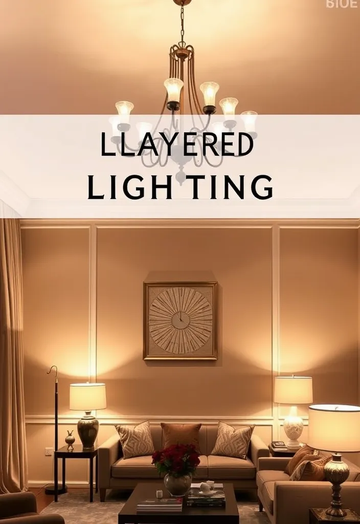 20 Modern Classic Living Room Ideas That'll Make You Rethink Your Space! - 13. Layered Lighting for Ambiance