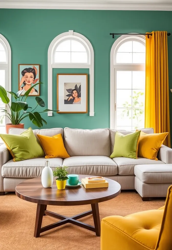 20 Modern Classic Living Room Ideas That'll Make You Rethink Your Space! - 19. Retro Color Pop