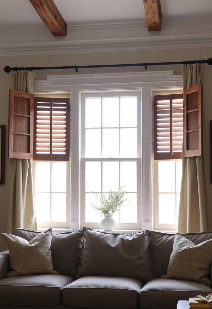 20 Primitive Living Room Ideas That Will Make You Feel Right at Home! - 15. Rustic Window Treatments