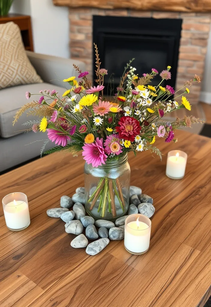 20 Primitive Living Room Ideas That Will Make You Feel Right at Home! - 6. A Rustic Coffee Table Centerpiece
