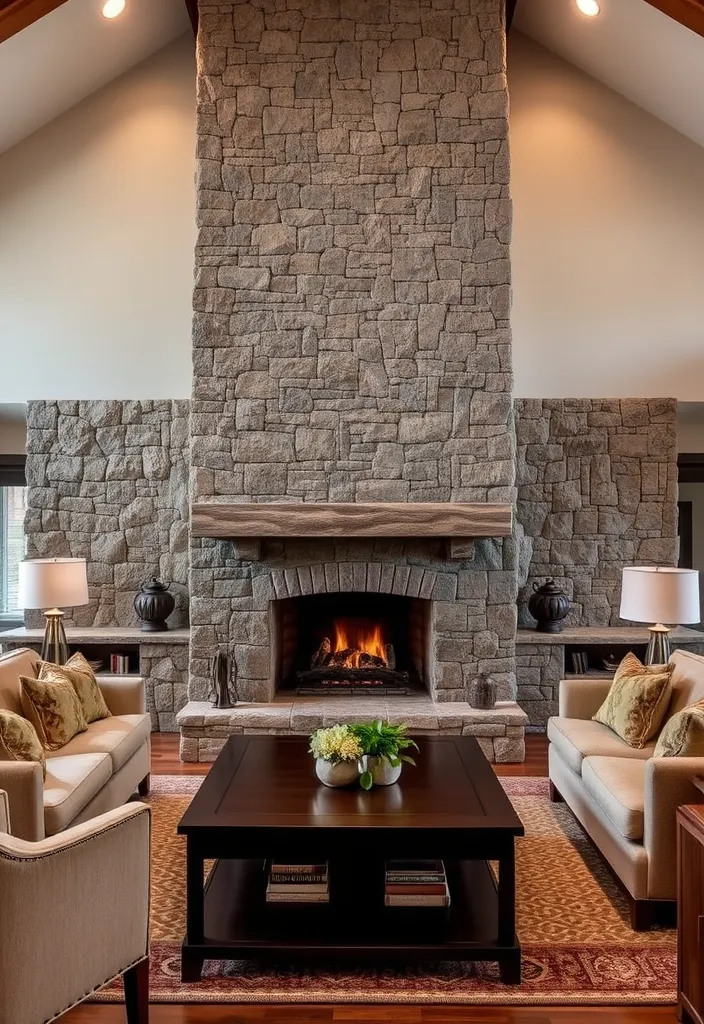 20 Primitive Living Room Ideas That Will Make You Feel Right at Home! - 8. The Charm of Stone Accents