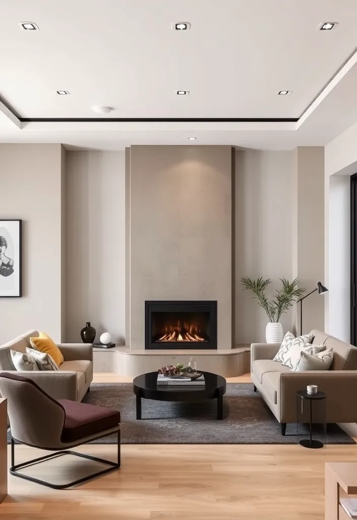 21 Corner Fireplace Living Room Layout Ideas That Will Make You Want to Snuggle Up! - 10. Contemporary Comfort