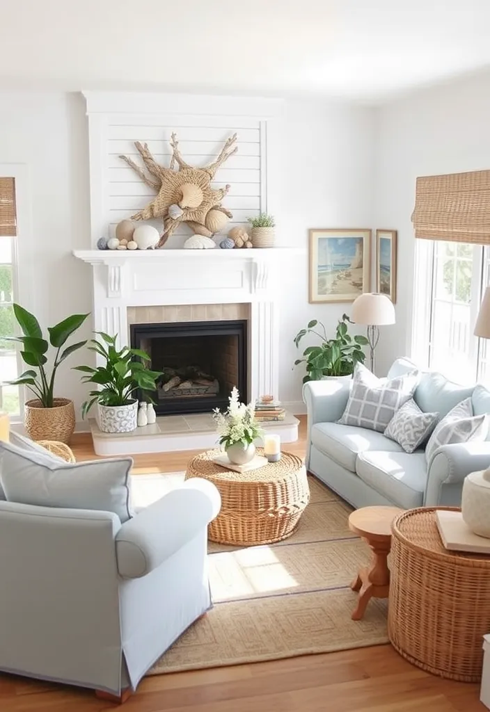 21 Corner Fireplace Living Room Layout Ideas That Will Make You Want to Snuggle Up! - 4. Coastal Comfort