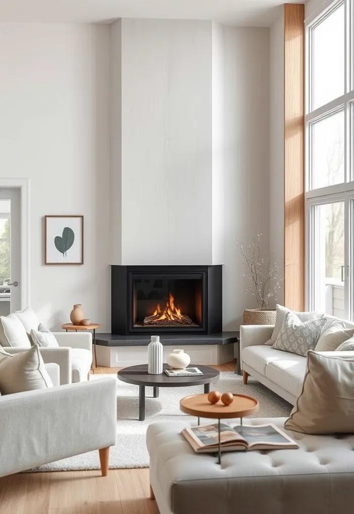 21 Corner Fireplace Living Room Layout Ideas That Will Make You Want to Snuggle Up! - 8. Scandinavian Serenity
