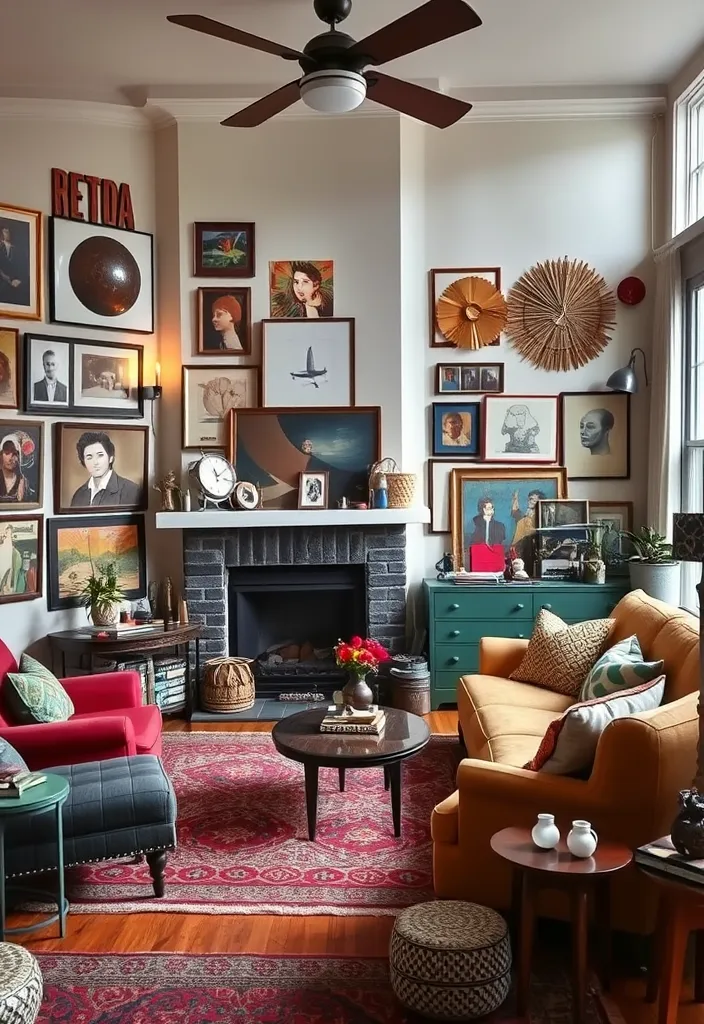 21 Corner Fireplace Living Room Layout Ideas That Will Make You Want to Snuggle Up! - 9. Eclectic Vibes