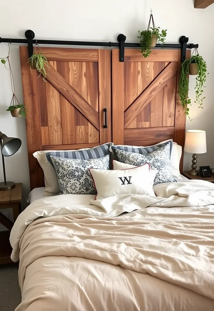 21 Country Teen Bedroom Ideas That'll Transform Your Space into a Cozy Retreat! - 1. Rustic Barn Door Headboard