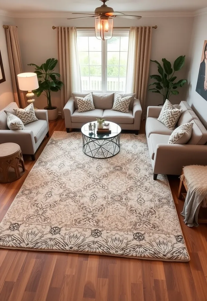 21 Cozy Modern Farmhouse Living Room Ideas You'll Want to Copy! - 10. Use Area Rugs for Definition