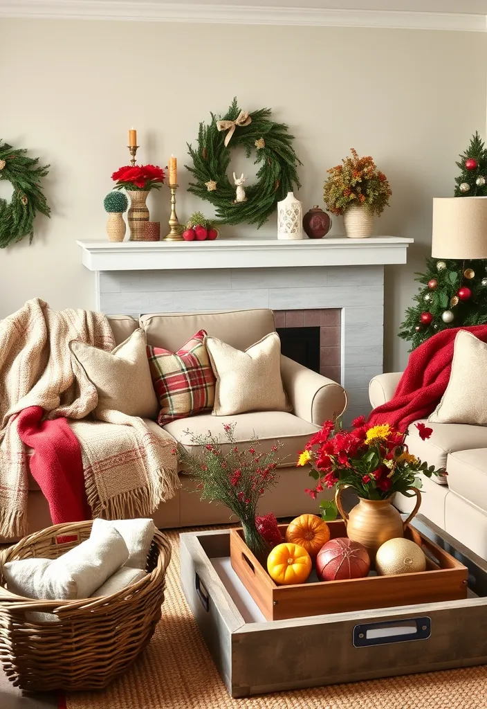 21 Cozy Modern Farmhouse Living Room Ideas You'll Want to Copy! - 20. Incorporate Seasonal Decor