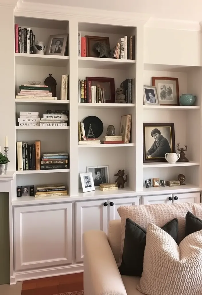 21 Cozy Modern Farmhouse Living Room Ideas You'll Want to Copy! - 5. Utilize Built-In Shelves