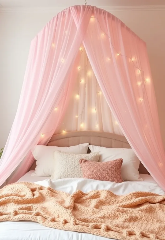 21 Dusty Pink Bedroom Ideas That Will Make You Swoon! - 16. Dusty Pink Bed Canopy