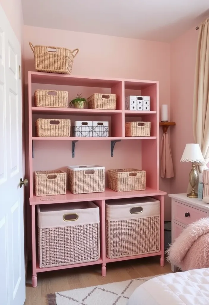 21 Dusty Pink Bedroom Ideas That Will Make You Swoon! - 19. Dusty Pink Storage Solutions