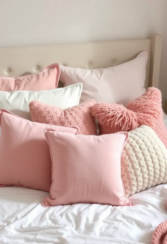 21 Dusty Pink Bedroom Ideas That Will Make You Swoon! - 20. Dusty Pink Throw Pillows